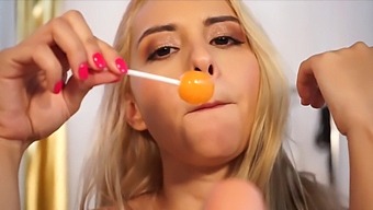 Sussy Love Has Fun Using A Lollipop As A Toy