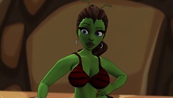 Sultry Green-Skinned Alien With A Large Buttocks Enters A Portal For Interracial Sex Featuring Ai Voices