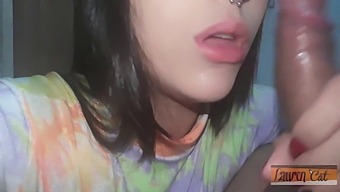 A Dark-Haired Brazilian Fills Her Mouth With Semen