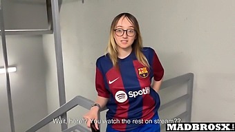 Barcelona Fan Gets Doggy Style And Ridden By Psg Fans In The Stadium Corridors